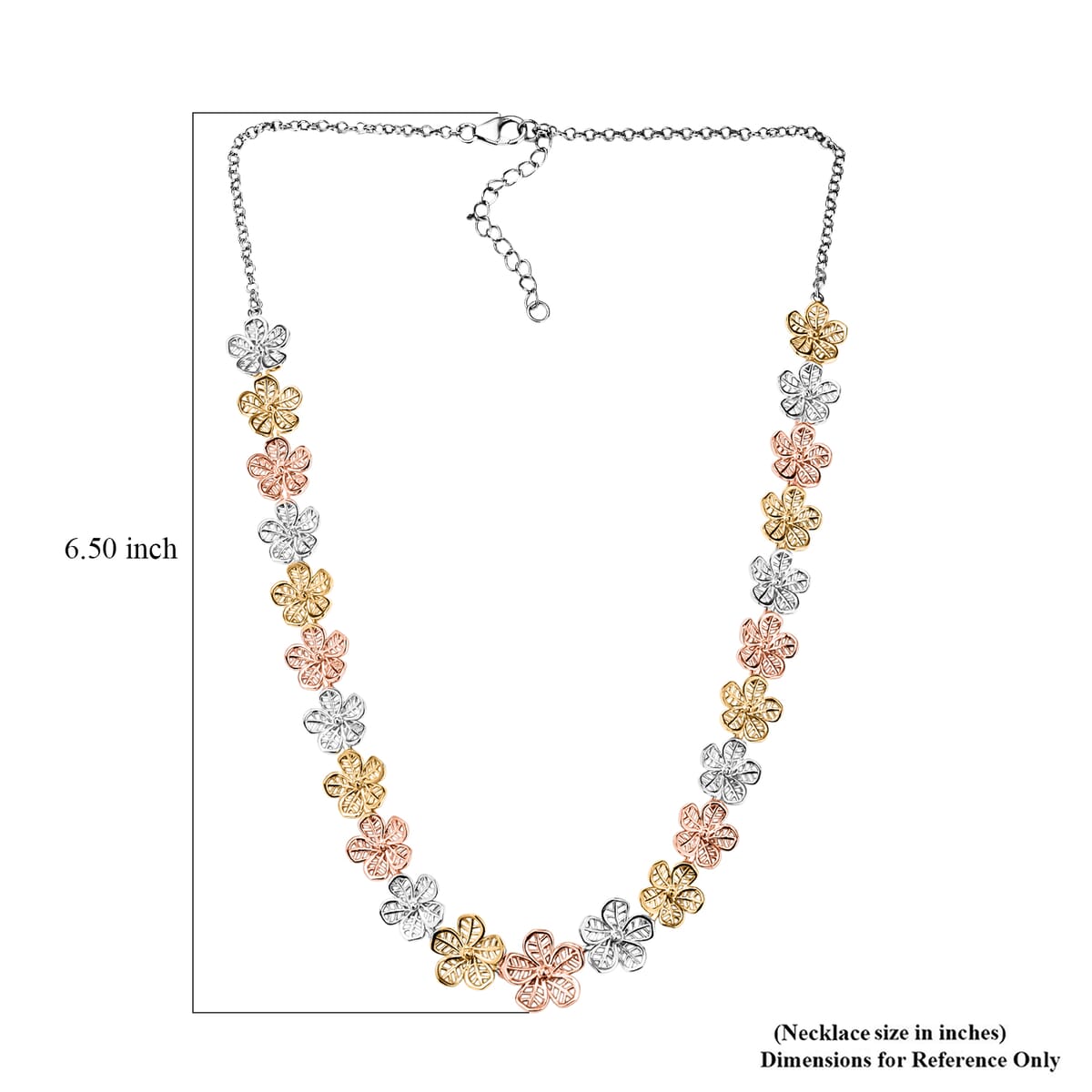 D'Joy Passport to Turkey Floral Necklace in 18K Vermeil YRG and Rhodium Over Sterling Silver 18 Inches 23.25 Grams image number 5
