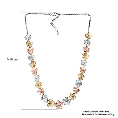 D'Joy Passport to Turkey Floral Necklace in 18K Vermeil YRG and Rhodium Over Sterling Silver 18 Inches 23.25 Grams