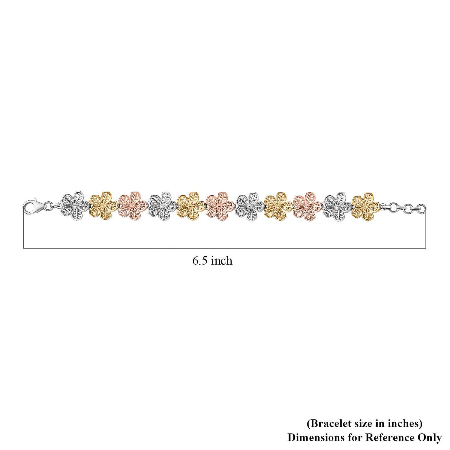 D'Joy Passport to Turkey Floral Bracelet in 18K Vermeil YRG and Rhodium Over Sterling Silver (6.50 In) 11.50 Grams