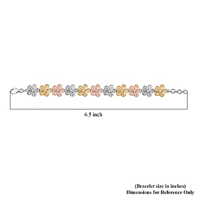 D'Joy Passport to Turkey Floral Bracelet in 18K Vermeil YRG and Rhodium Over Sterling Silver (6.50 In) 11.50 Grams
