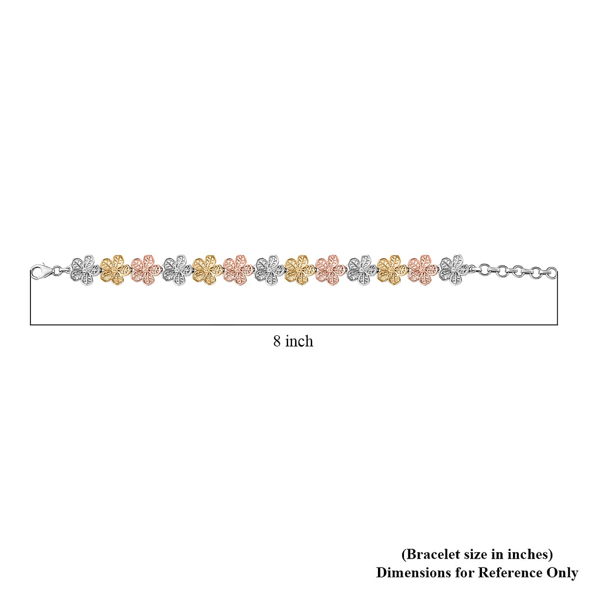 D'Joy Passport to Turkey 18K Vermeil YRG and Rhodium Over Sterling Silver Floral Bracelet (8.00 In) 13.10 Grams image number 4
