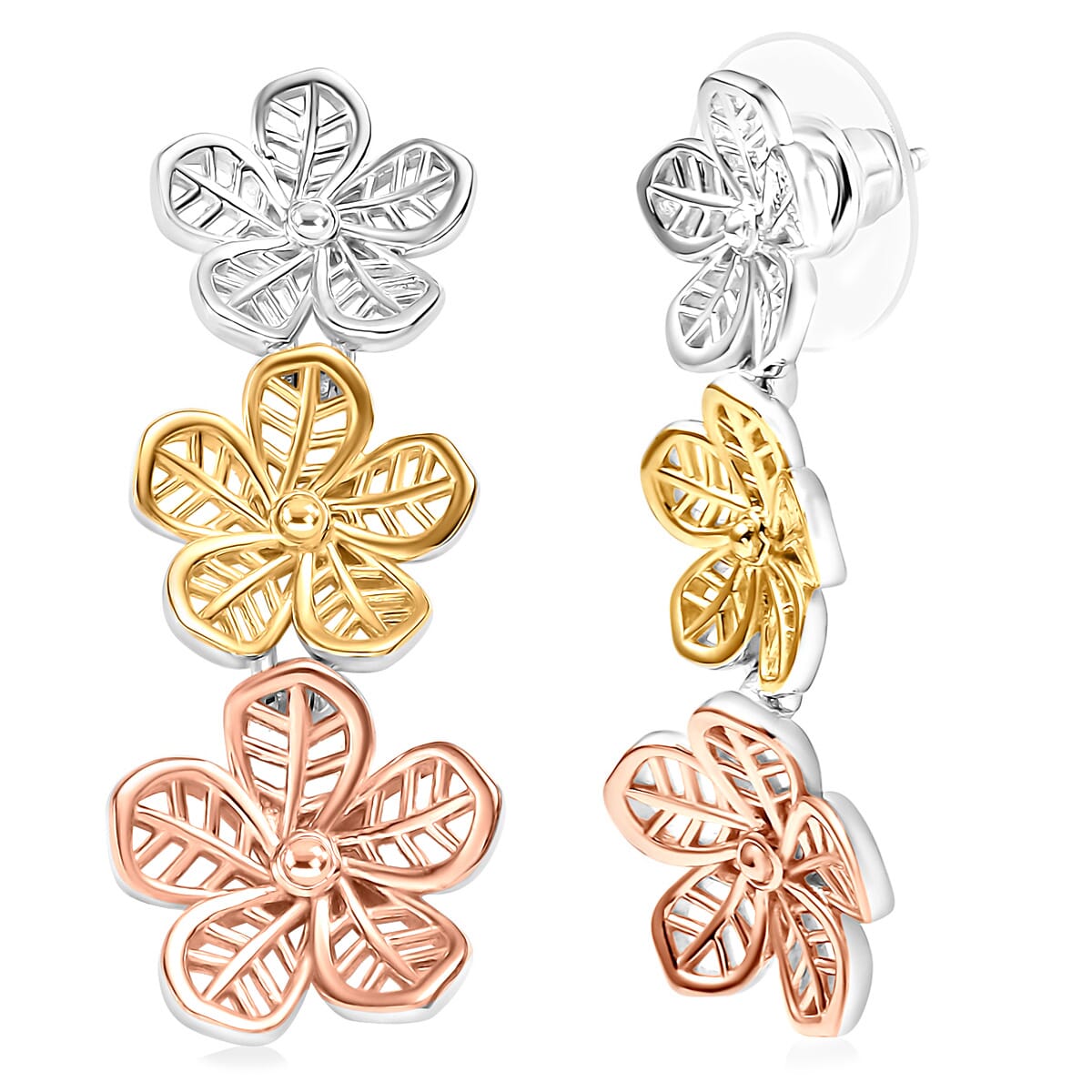 D'Joy Passport to Turkey Floral Earrings in 18K Vermeil YRG and Rhodium Over Sterling Silver 6.30 Grams image number 0