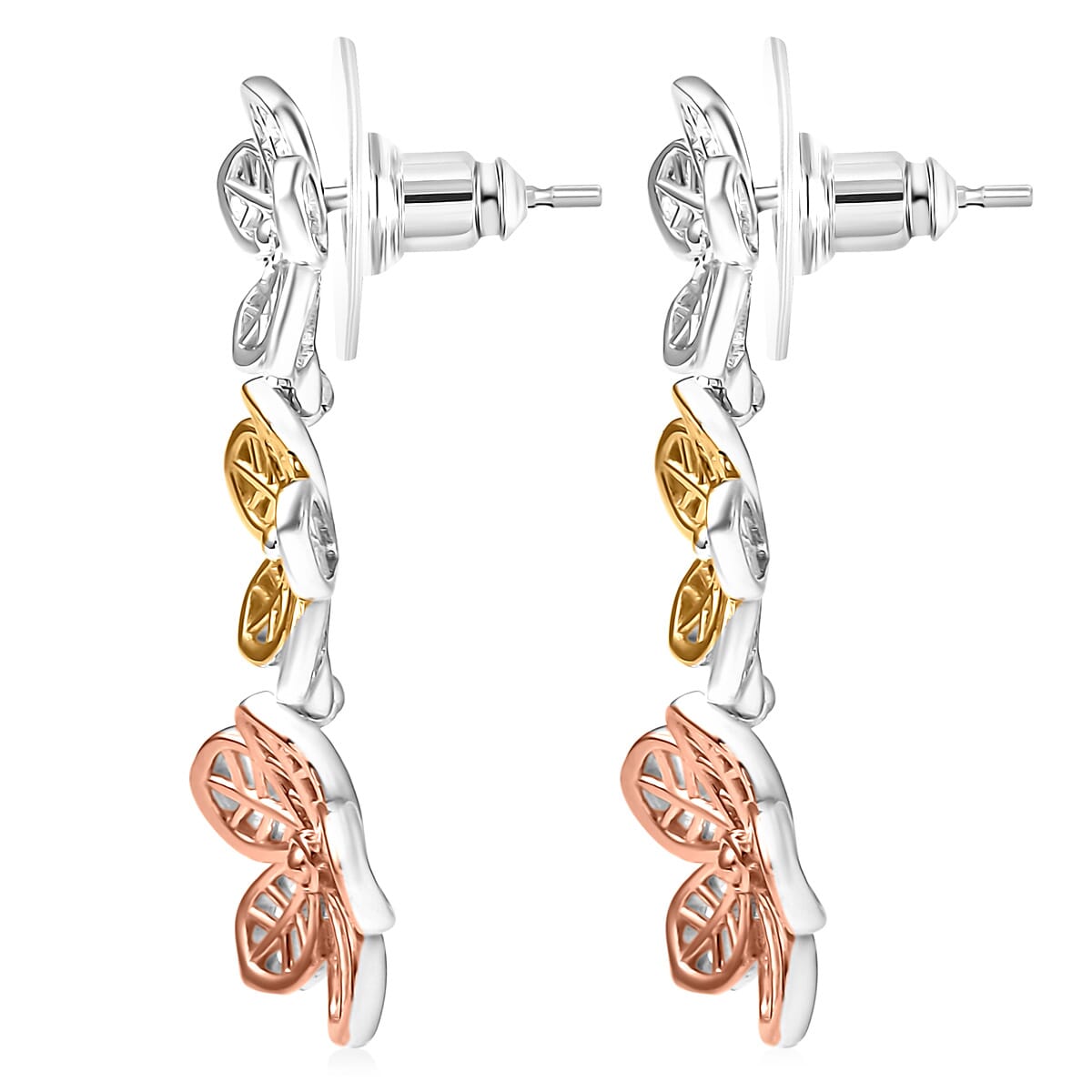 D'Joy Passport to Turkey Floral Earrings in 18K Vermeil YRG and Rhodium Over Sterling Silver 6.30 Grams image number 3
