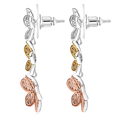D'Joy Passport to Turkey Floral Earrings in 18K Vermeil YRG and Rhodium Over Sterling Silver 6.30 Grams