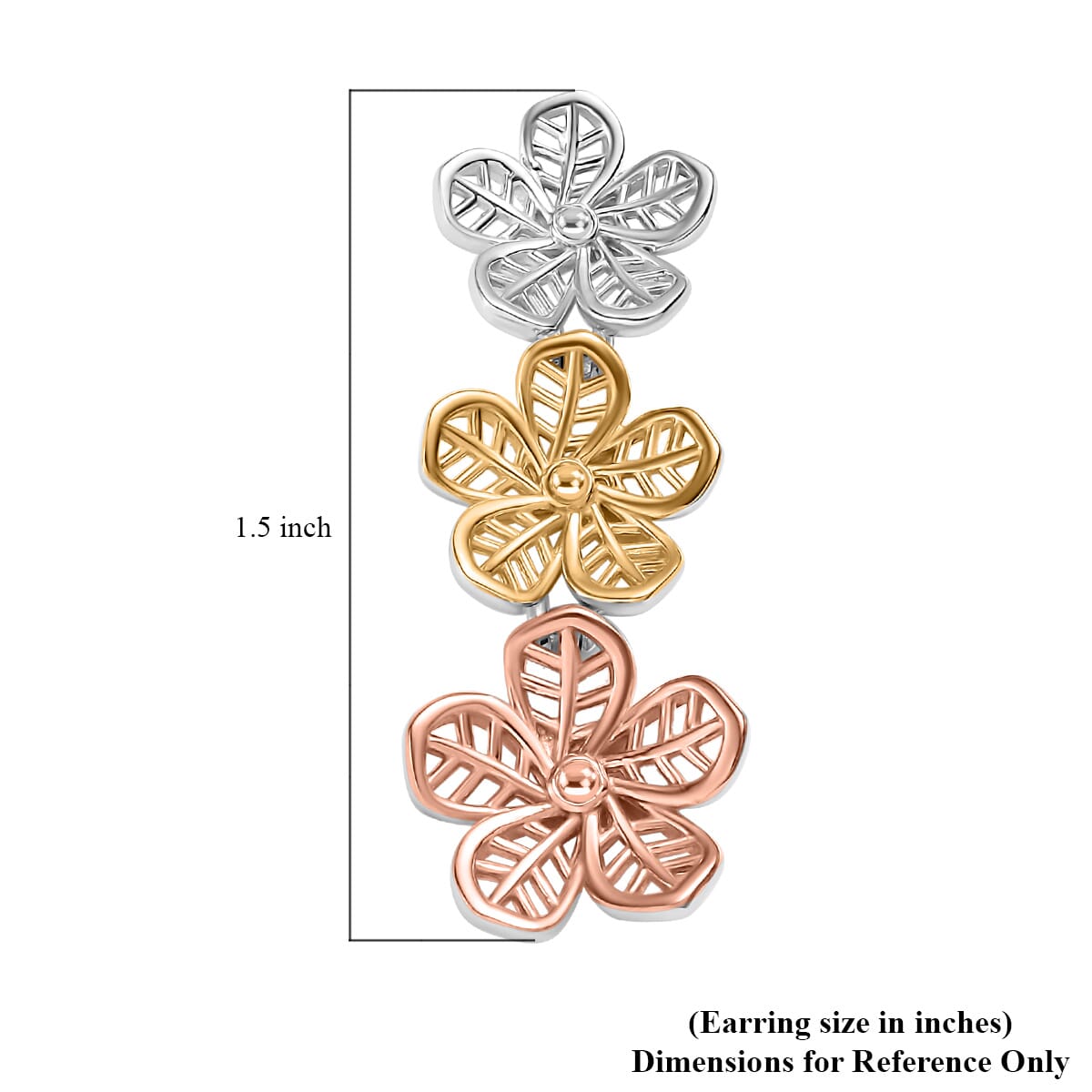 D'Joy Passport to Turkey Floral Earrings in 18K Vermeil YRG and Rhodium Over Sterling Silver 6.30 Grams image number 5