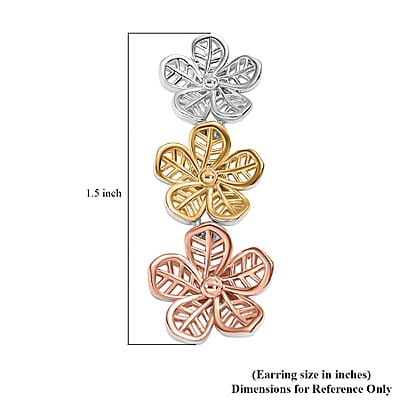 D'Joy Passport to Turkey Floral Earrings in 18K Vermeil YRG and Rhodium Over Sterling Silver 6.30 Grams