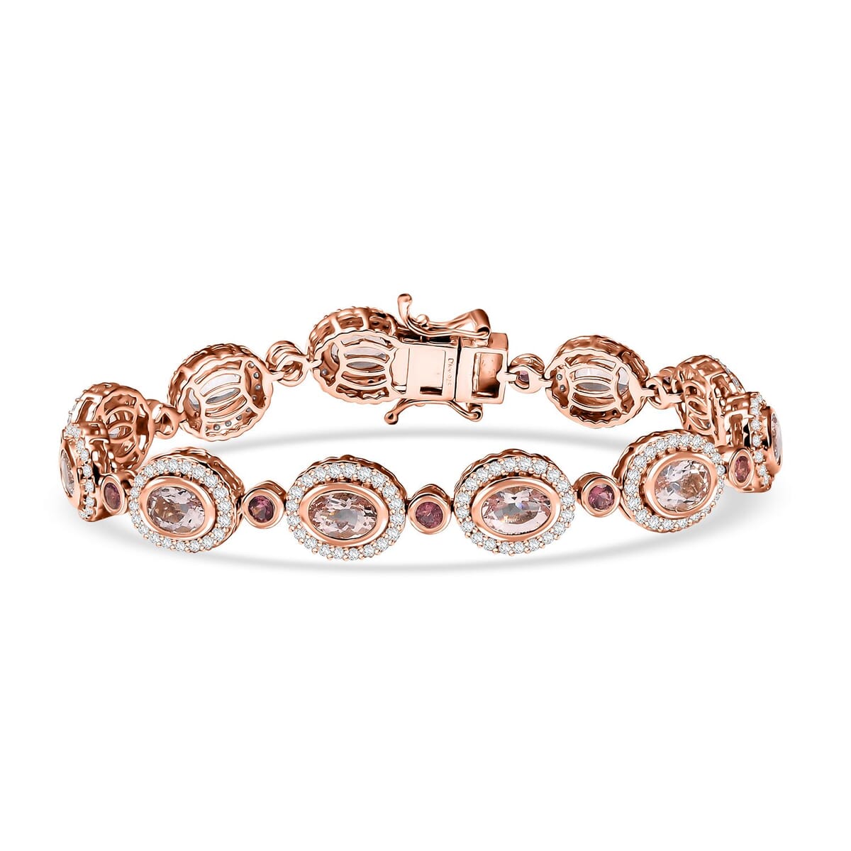 Epic Deal D'Joy Premium Pink Morganite, Multi Gemstone Bracelet in 18K Vermeil RG Over Sterling Silver (7.25 In) 10.75 ctw image number 0