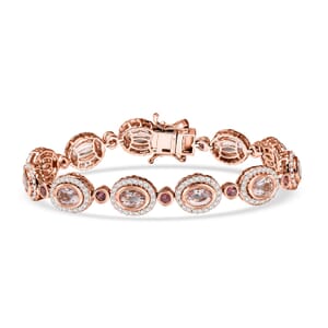 D'Joy Pink Morganite and Multi Gemstone 10.75 ctw Floral Serenity Bracelet in 18K Vermeil Rose Gold Over Sterling Silver (7.25 In)
