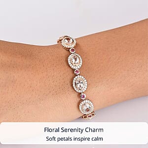 D'Joy Pink Morganite and Multi Gemstone 10.75 ctw Floral Serenity Bracelet in 18K Vermeil Rose Gold Over Sterling Silver (7.25 In)