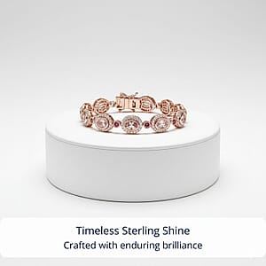 D'Joy Pink Morganite and Multi Gemstone 10.75 ctw Floral Serenity Bracelet in 18K Vermeil Rose Gold Over Sterling Silver (7.25 In)