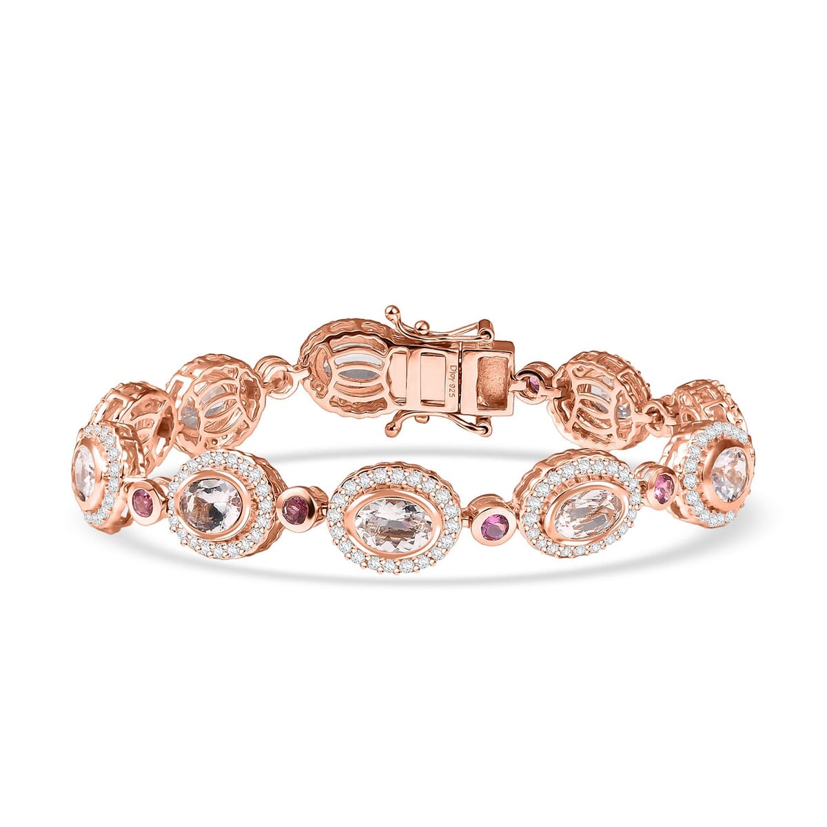 D'Joy Pink Morganite and Multi Gemstone 9.75 ctw Floral Serenity Bracelet in 18K Vermeil Rose Gold Over Sterling Silver (6.50 In) image number 0