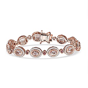 D'Joy Pink Morganite and Multi Gemstone 9.75 ctw Floral Serenity Bracelet in 18K Vermeil Rose Gold Over Sterling Silver (6.50 In)
