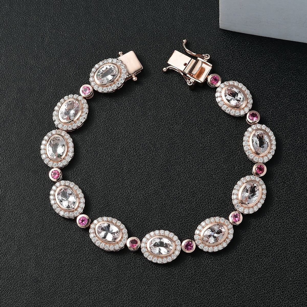 D'Joy Pink Morganite and Multi Gemstone 9.75 ctw Floral Serenity Bracelet in 18K Vermeil Rose Gold Over Sterling Silver (6.50 In) image number 1
