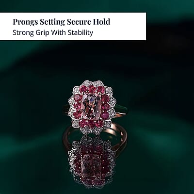 D'Joy Premium Pink Morganite and Multi Gemstone 2.40 ctw Timeless Bloom Ring in 18K Vermeil Rose Gold Over Sterling Silver (Size 10.0)
