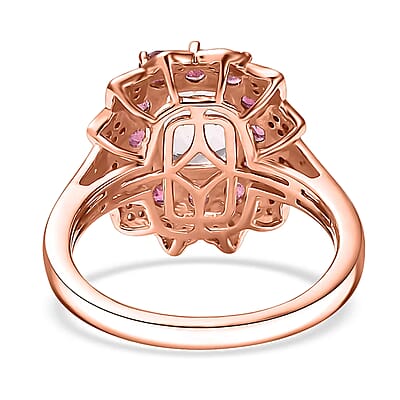D'Joy Premium Pink Morganite and Multi Gemstone 2.40 ctw Timeless Bloom Ring in 18K Vermeil Rose Gold Over Sterling Silver (Size 10.0)