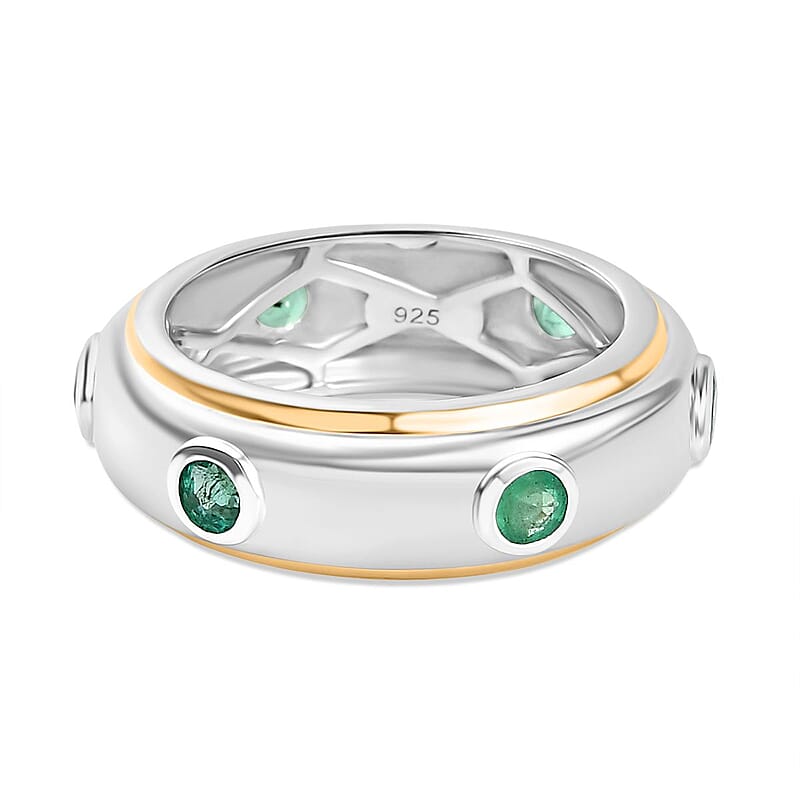 Kagem Zambian Emerald 0.73 ctw Band Ring in Vermeil Yellow Gold Over Sterling Silver (Size 6.5)