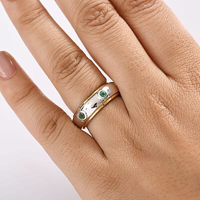 Kagem Zambian Emerald 0.73 ctw Band Ring in Vermeil Yellow Gold Over Sterling Silver (Size 6.5)