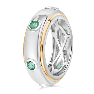 Kagem Zambian Emerald 0.73 ctw Band Ring in Vermeil Yellow Gold Over Sterling Silver (Size 6.5)