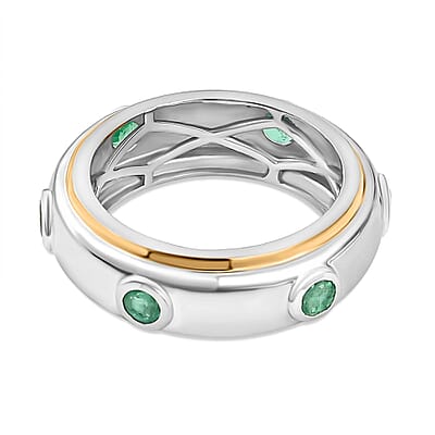 Kagem Zambian Emerald 0.73 ctw Band Ring in Vermeil Yellow Gold Over Sterling Silver (Size 6.5)
