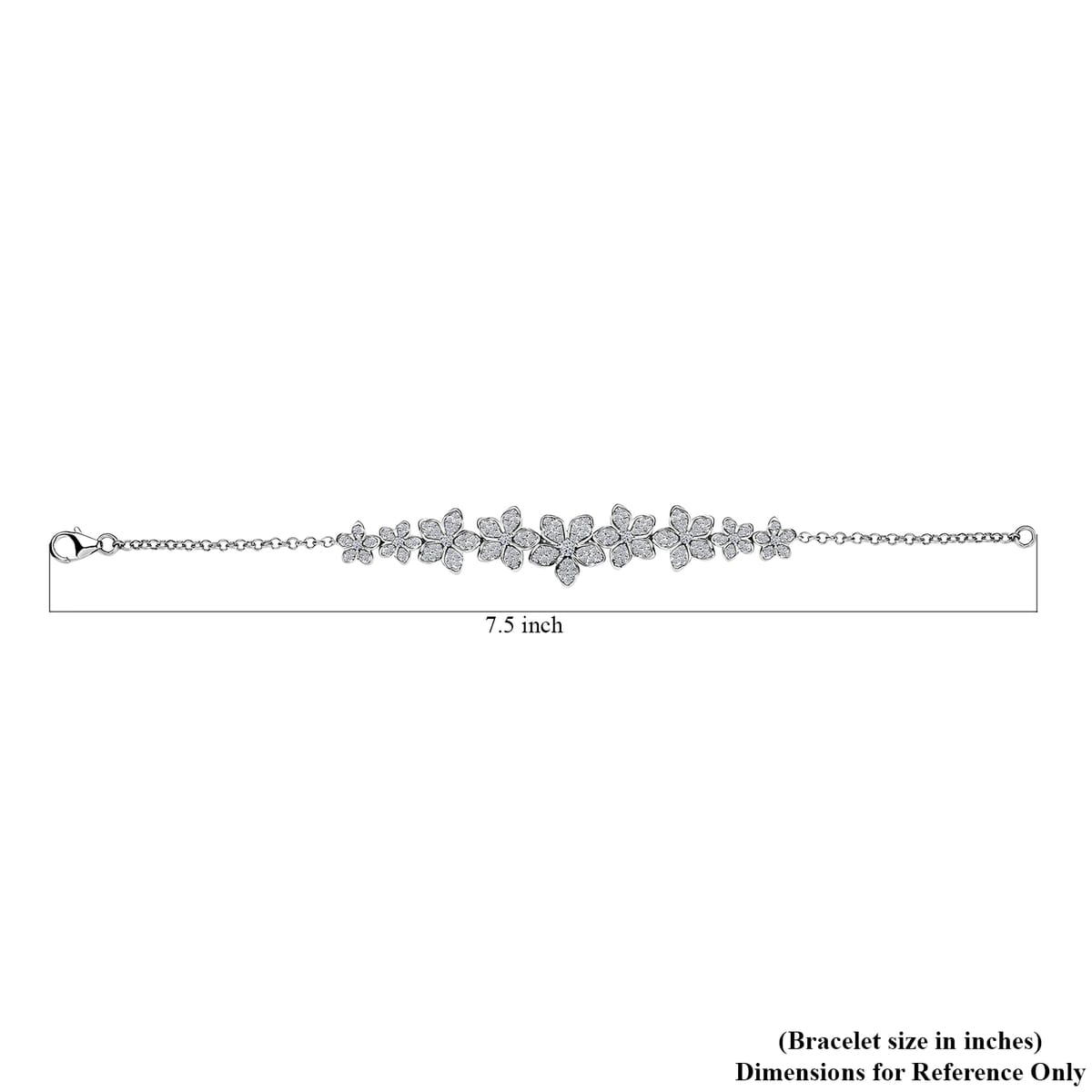 Luxuriant Lab Grown Diamond G-H SI 1.50 ctw Floral Bracelet in Rhodium Over Sterling Silver (7.25 In) 7 Grams image number 4