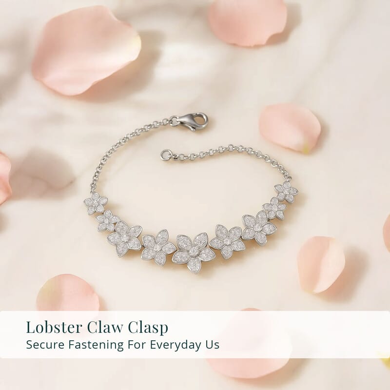 Luxuriant Lab Grown Diamond G-H SI 1.50 ctw Floral Cascade Bracelet in Rhodium Over Sterling Silver (7.25 In) 7 Grams