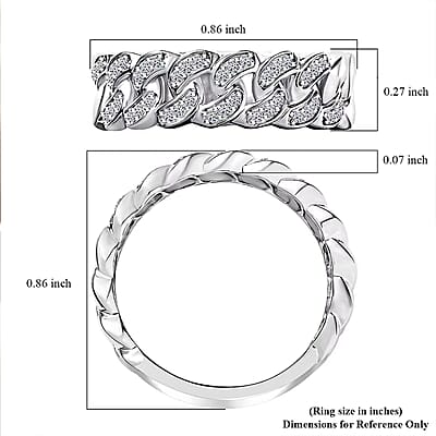 Luxuriant Lab Grown Diamond G-H SI 0.25 ctw Cuban Link Chain Ring in Rhodium Over Sterling Silver (Size 10.0)