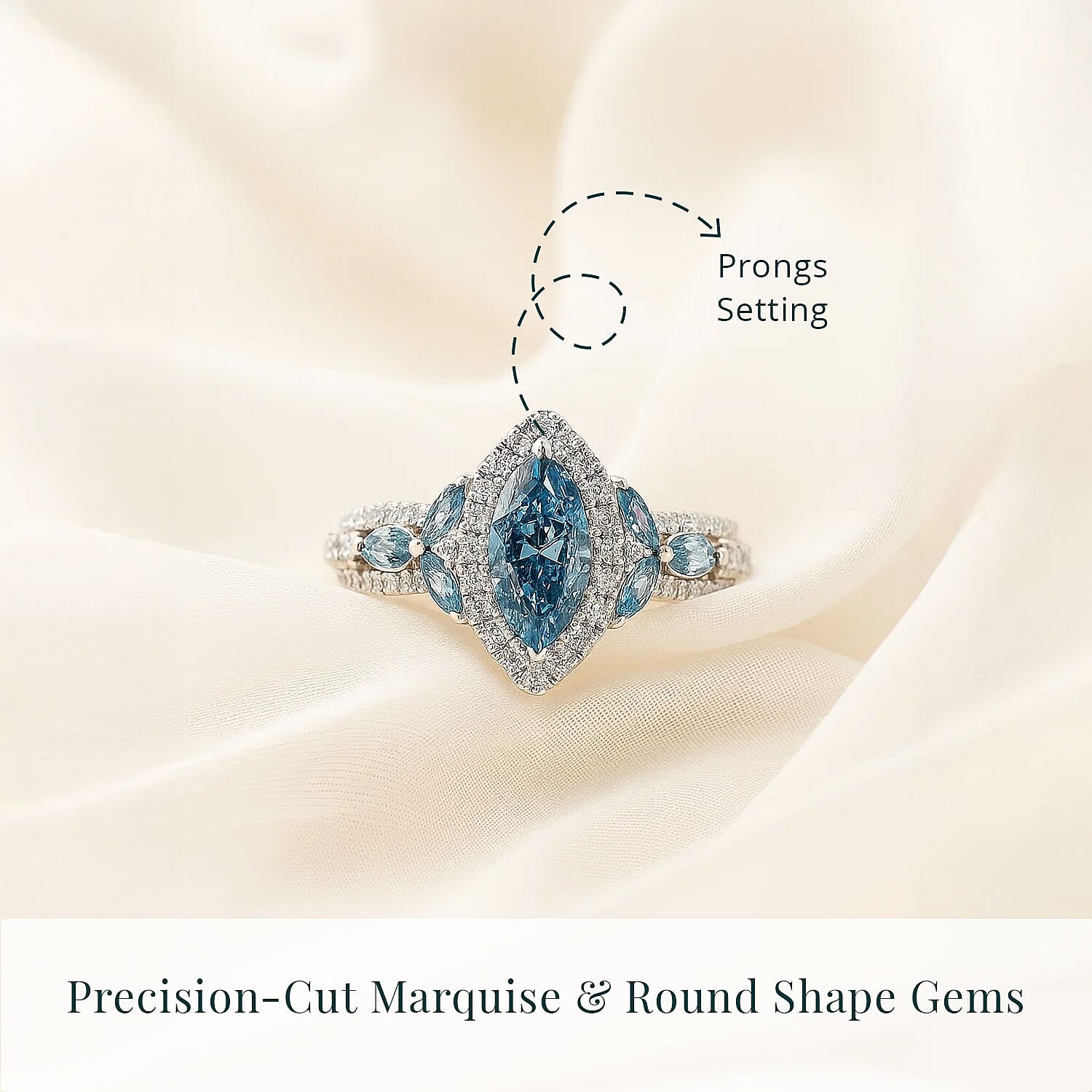 IGI Certified Luxuriant Lab Grown Blue Diamond (IR) VS and Lab Grown Diamond 2.00 ctw Helix Eye Ring in 950 Platinum (Size 10.0) 6.40 Grams