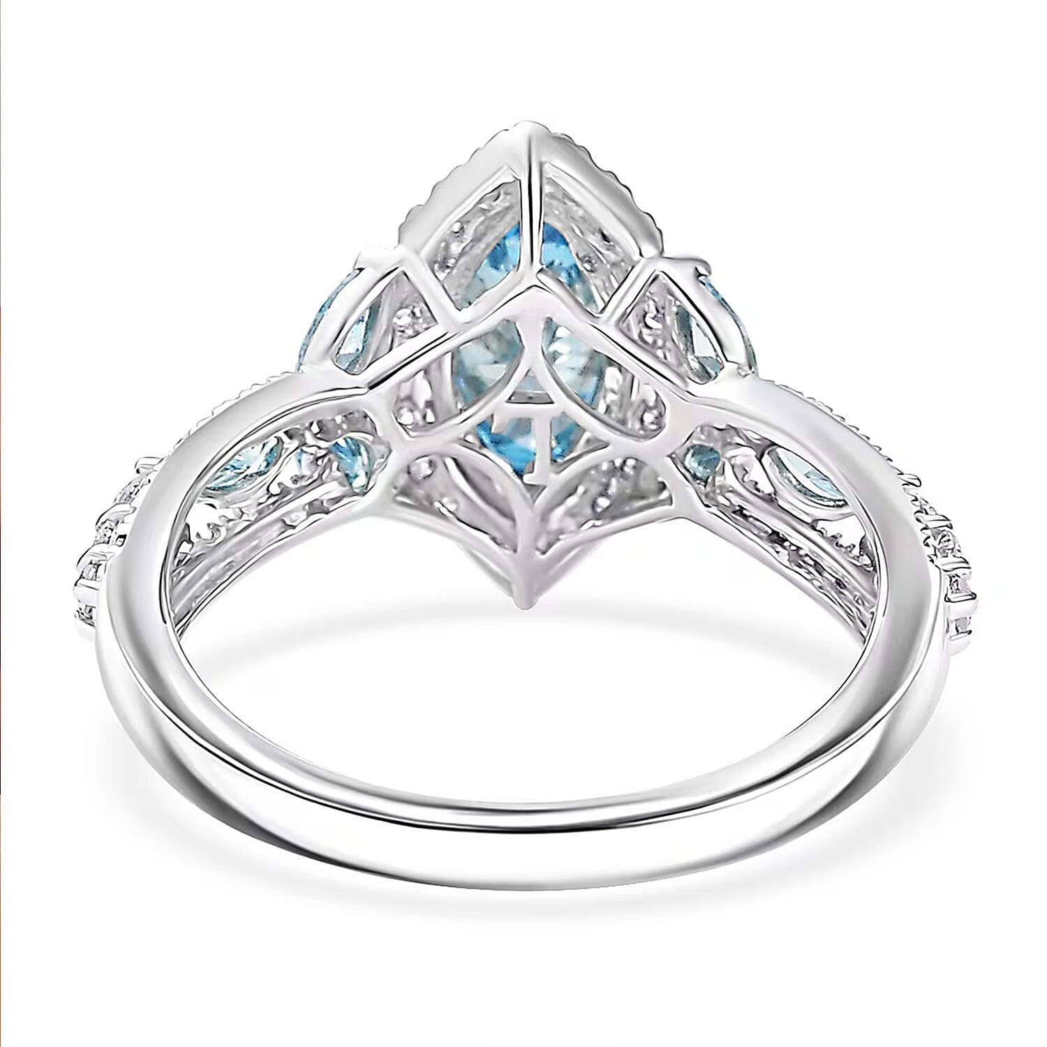 IGI Certified Luxuriant Lab Grown Blue Diamond (IR) VS and Lab Grown Diamond 2.00 ctw Helix Eye Ring in 950 Platinum (Size 10.0) 6.40 Grams
