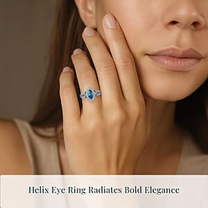 IGI Certified Luxuriant Lab Grown Blue Diamond (IR) VS and Lab Grown Diamond 2.00 ctw Helix Eye Ring in 950 Platinum (Size 6.0) 6.40 Grams