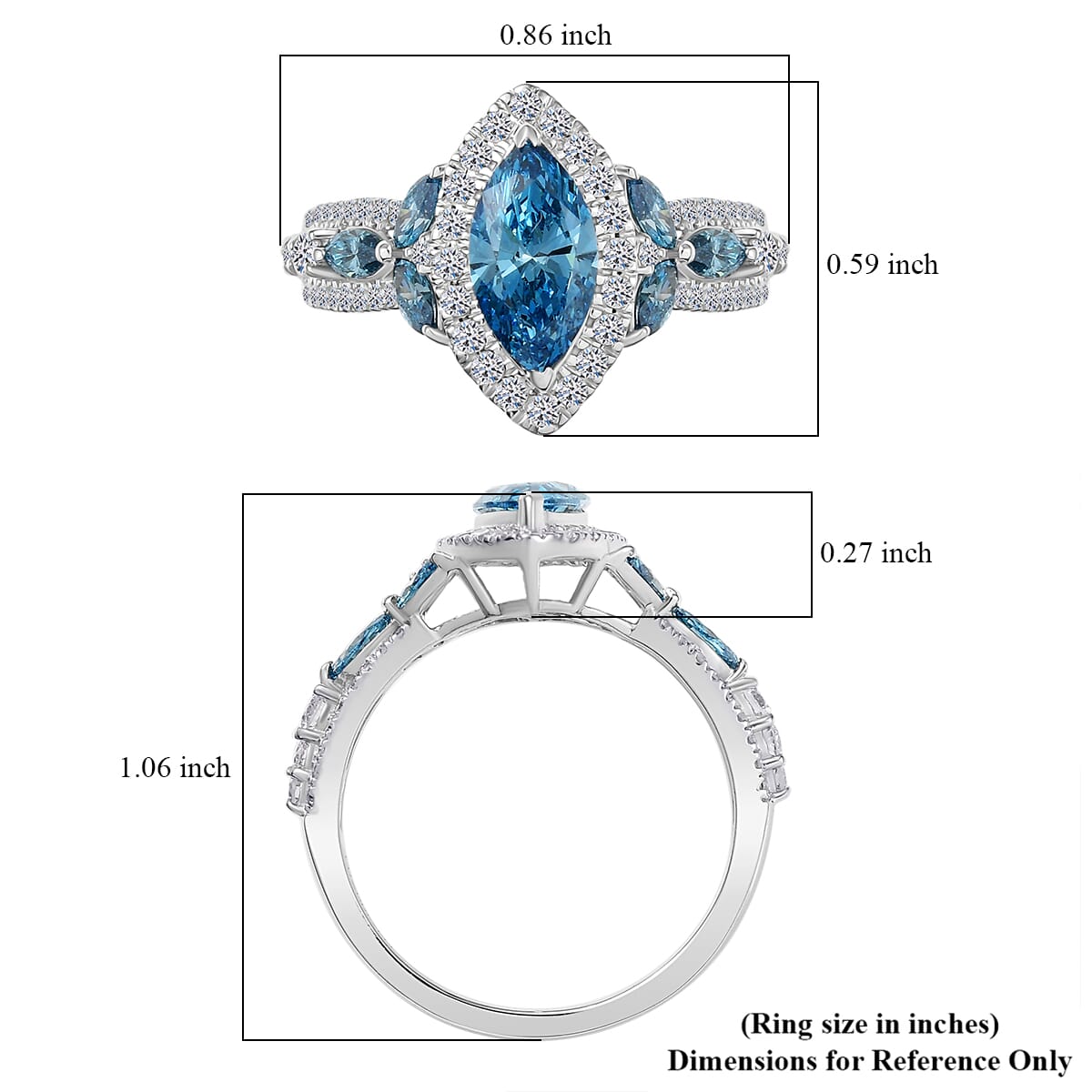 IGI Certified Luxuriant Lab Grown Blue Diamond (IR) VS and Lab Grown Diamond 2.00 ctw Ring in 950 Platinum (Size 6.0) 6.40 Grams image number 5