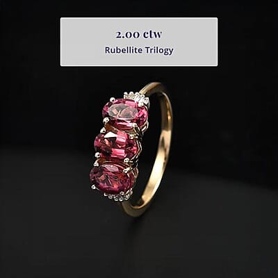 Luxoro 14K Yellow Gold AAA Ouro Fino Rubellite, Diamond (G-H, SI) Ring (Size 12.0) 2.00 ctw