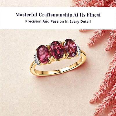 Luxoro 14K Yellow Gold AAA Ouro Fino Rubellite, Diamond (G-H, SI) Ring (Size 12.0) 2.00 ctw