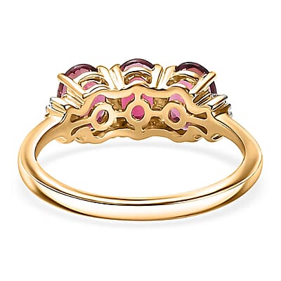 Luxoro 14K Yellow Gold AAA Ouro Fino Rubellite, Diamond (G-H, SI) Ring (Size 12.0) 2.00 ctw