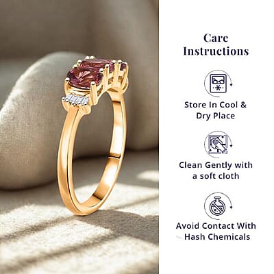Luxoro 14K Yellow Gold AAA Ouro Fino Rubellite, Diamond (G-H, SI) Ring (Size 5.0) 2.00 ctw