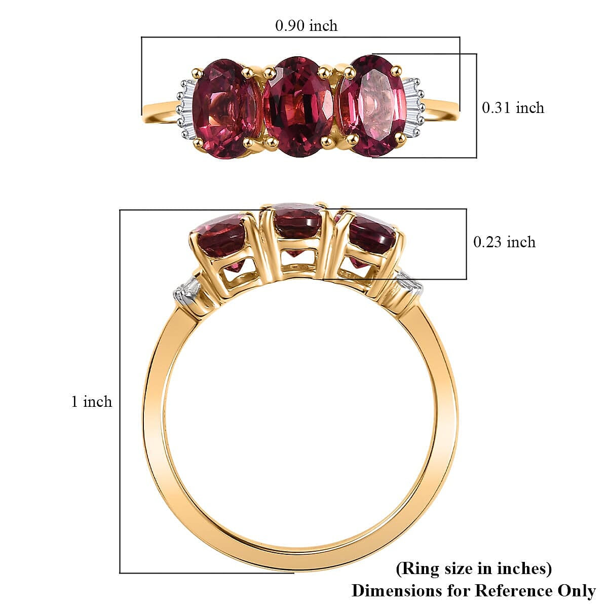 Luxoro 14K Yellow Gold AAA Ouro Fino Rubellite, Diamond (G-H, SI) Ring (Size 6.5) 2.00 ctw image number 5