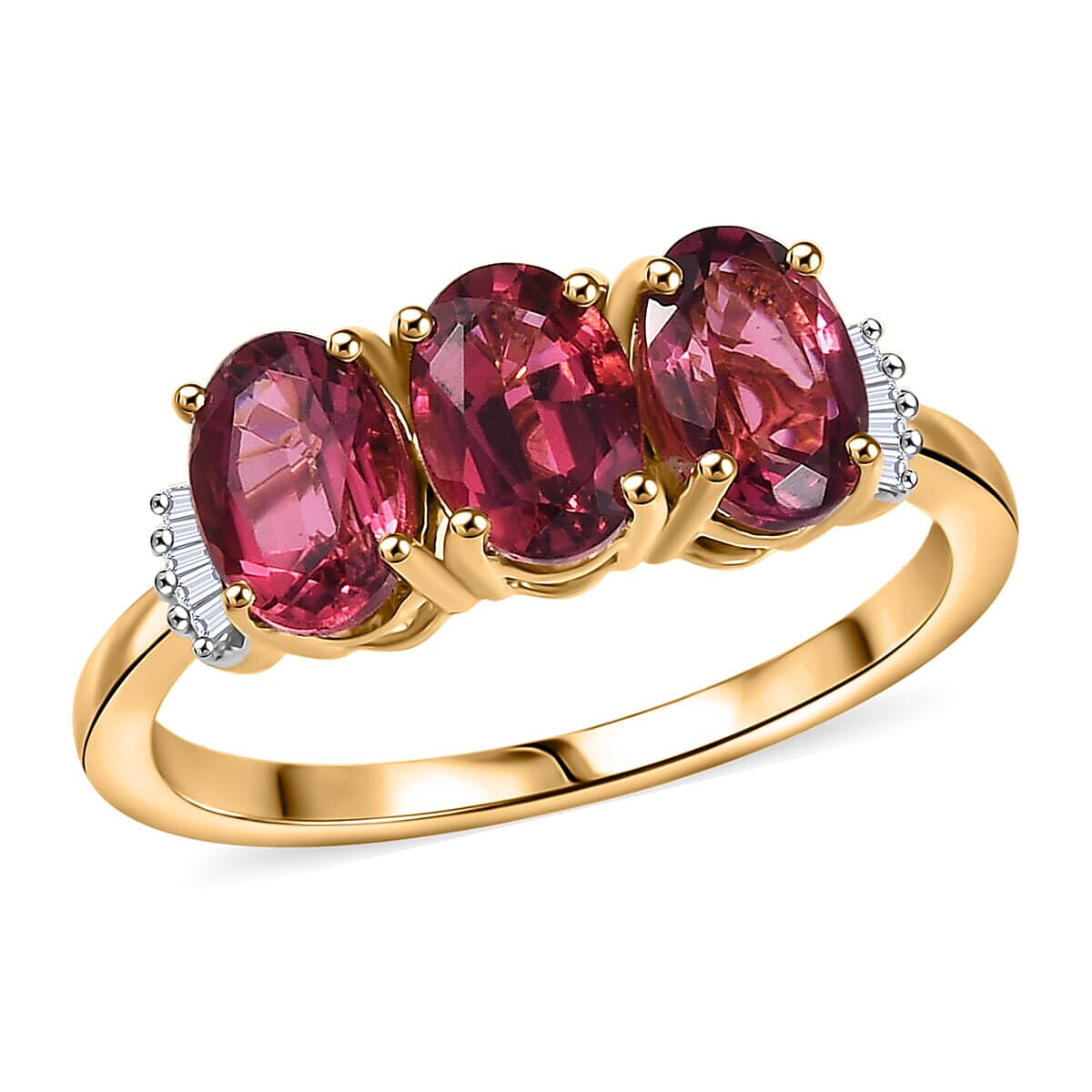 Luxoro 14K Yellow Gold AAA Ouro Fino Rubellite, Diamond (G-H, SI) Ring (Size 9.5) 2.00 ctw image number 0