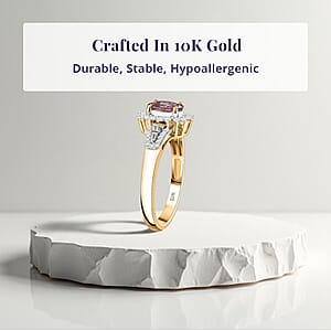 Luxoro AAA Narsipatnam Purple Spinel and G-H I2 Diamond 1.35 ctw Sunburst Ring in 10K Rose Gold (Size 11.0)