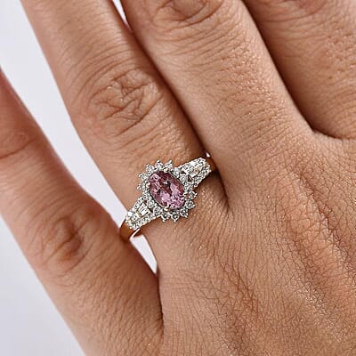 Luxoro AAA Narsipatnam Purple Spinel and G-H I2 Diamond 1.35 ctw Sunburst Ring in 10K Rose Gold (Size 12.0)