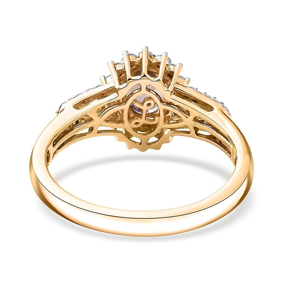 Luxoro AAA Narsipatnam Purple Spinel and G-H I2 Diamond 1.35 ctw Sunburst Ring in 10K Rose Gold (Size 5.0) image number 4