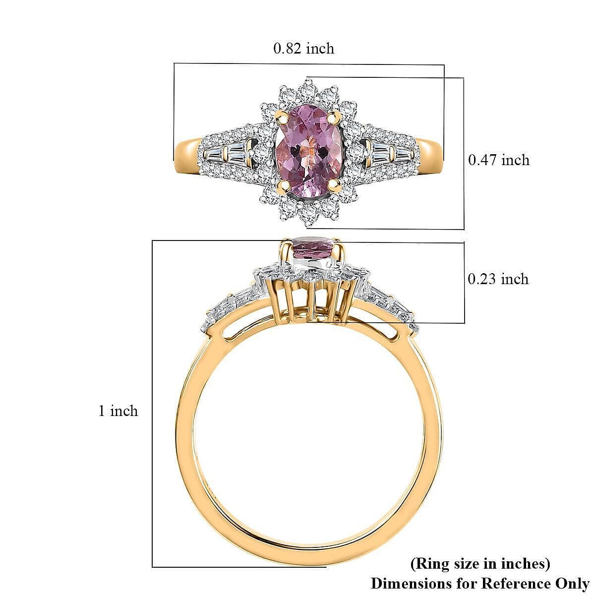 Luxoro AAA Narsipatnam Purple Spinel and G-H I2 Diamond 1.35 ctw Sunburst Ring in 10K Rose Gold (Size 5.0) image number 5