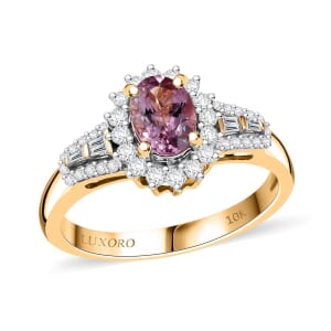 Luxoro AAA Narsipatnam Purple Spinel and G-H I2 Diamond 1.35 ctw Sunburst Ring in 10K Rose Gold (Size 6.0)