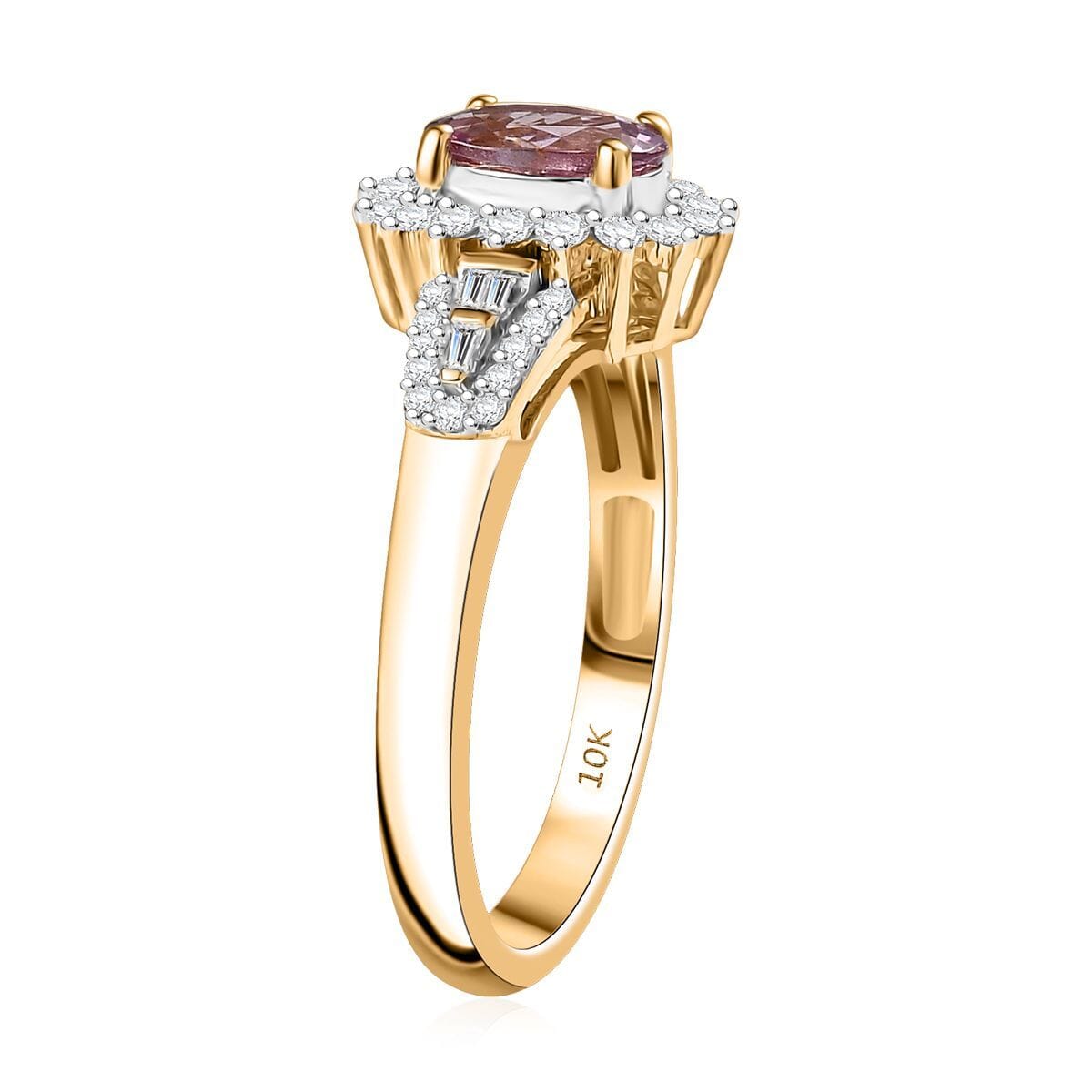 Luxoro AAA Narsipatnam Purple Spinel and G-H I2 Diamond 1.35 ctw Sunburst Ring in 10K Rose Gold (Size 6.0) image number 3