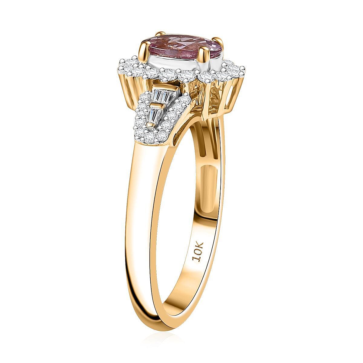 Luxoro AAA Narsipatnam Purple Spinel and G-H I2 Diamond 1.35 ctw Sunburst Ring in 10K Rose Gold (Size 8.0) image number 3