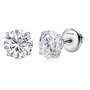 Moissanite 3.40 ctw Solitaire Stud Earrings in 950 Platinum