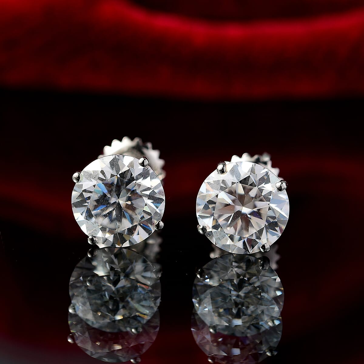 Moissanite 3.40 ctw Solitaire Stud Earrings in 950 Platinum image number 1