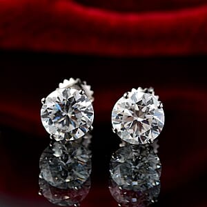Moissanite Solitaire Stud Earrings in 950 Platinum 3.60 ctw