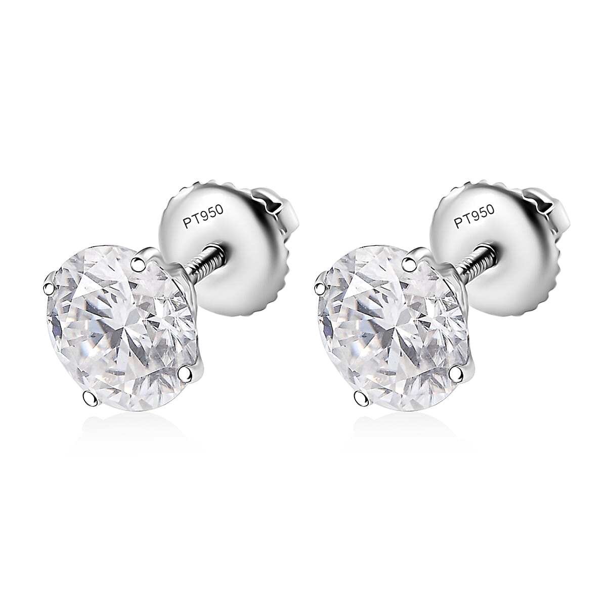 Moissanite 3.40 ctw Solitaire Stud Earrings in 950 Platinum image number 3