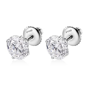 Moissanite Solitaire Stud Earrings in 950 Platinum 3.60 ctw