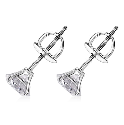 Moissanite Solitaire Stud Earrings in 950 Platinum 3.60 ctw