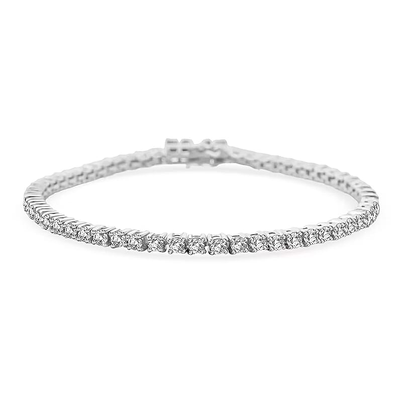 Luxuriant Lab Grown Diamond G-H SI 3.85 ctw Tennis Bracelet in Rhodium Over Sterling Silver (6.50 In)